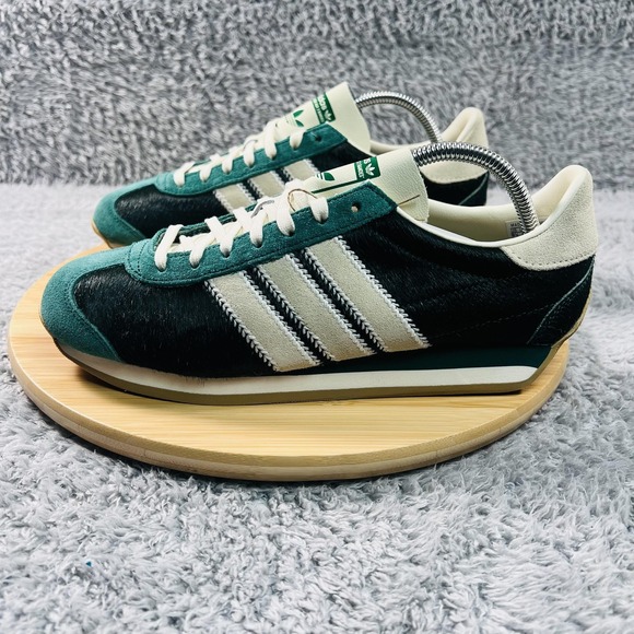 Adidas Country OG W Shoes Womens 9.5 Green Cow Fur Sneakers Originals JQ0544